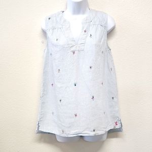 Joules Blue White Striped Linen Top Size 6